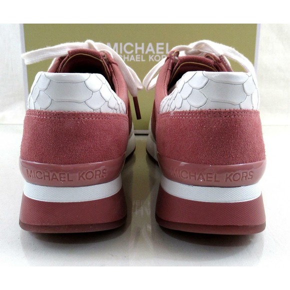 Michael Kors Allie Trainer Lace Up Sneakers Embossed Leather White Multi Size 10 - Picture 7 of 8